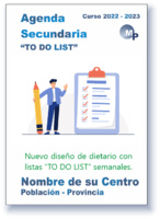 AGENDA SECUNDARIA MODELO 2 <br>CON DIETARIO DE SEMANA POR PÁGINA Y TO DO LIST