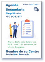 AGENDA SECUNDARIA MODELO 2 SIMPLIFICADO<br>SOLO CON DIETARIO DE SEMANA POR PÁGINA Y TO DO LIST